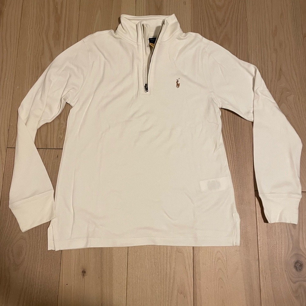 Polo Ralph Lauren Boys White Quarter-Zip Pullover - Picture 2 of 5